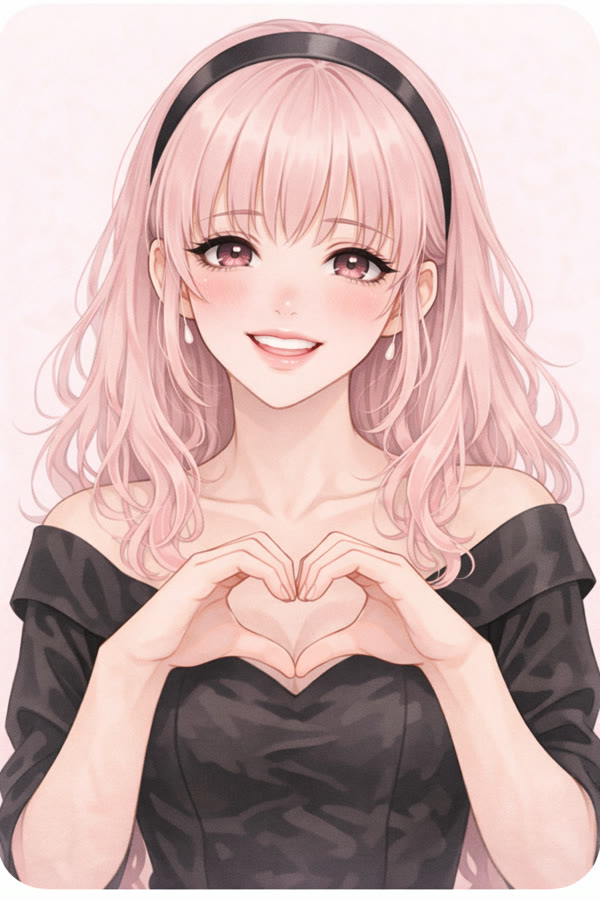 ハートを作る女性のイラスト